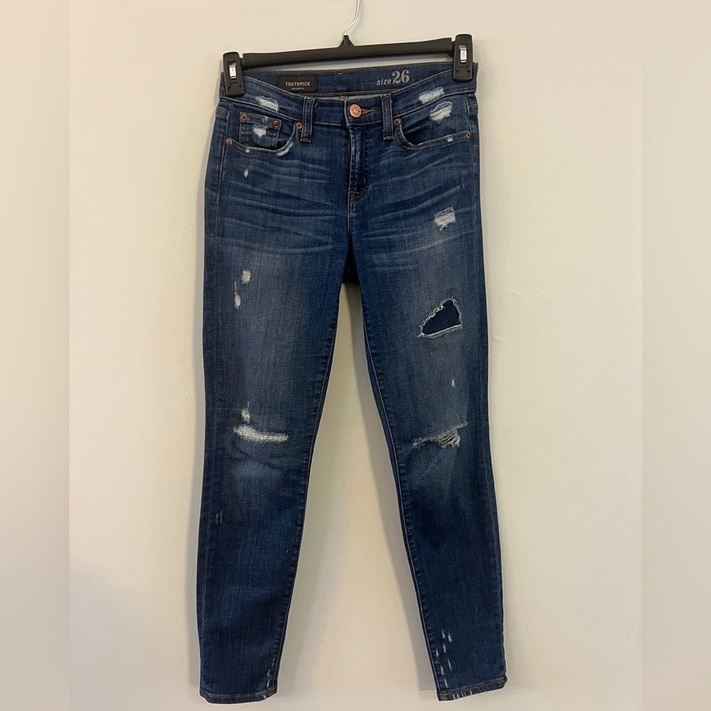 J. Crew Dark Blue Distressed Skinny Jeans Women’s 26/ 2 or 4